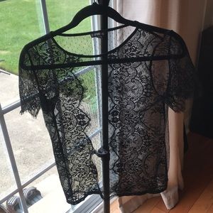 EXPRESS Black Lace Top XS